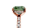 Rose gold Fancy Green Asscher Cut Diamond Solitaire Ring with Pavé Band and Four-Prong Setting_58