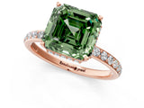 Rose gold Fancy Green Asscher Cut Diamond Solitaire Ring with Pavé Band and Hidden Halo_20