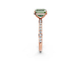 Rose gold Fancy Green Asscher Cut Diamond Solitaire Ring with Pavé Band and Hidden Halo_21