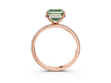 Rose gold Fancy Green Asscher Cut Diamond Solitaire Ring with Pavé Band and Hidden Halo_22