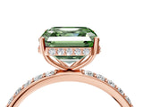 Rose gold Fancy Green Asscher Cut Diamond Solitaire Ring with Pavé Band and Hidden Halo_23
