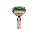 Rose gold Fancy Green Asscher Cut Diamond Solitaire Ring with Pavé Band and Hidden Halo_24