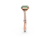 Rose gold Fancy Green Asscher Cut Diamond Solitaire Ring with Pavé Band and Prong Setting_14