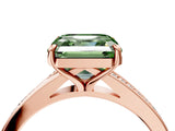 Rose gold Fancy Green Asscher Cut Diamond Solitaire Ring with Pavé Band and Prong Setting_16