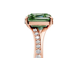 Rose gold Fancy Green Asscher Cut Diamond Solitaire Ring with Pavé Band and Prong Setting_17