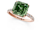 Rose gold Fancy Green Asscher Cut Diamond Solitaire Ring with Pave Band and Four Prong Setting_18