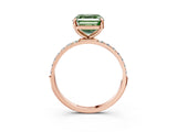 Rose gold Fancy Green Asscher Cut Diamond Solitaire Ring with Pave Band and Four Prong Setting_20