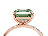 Rose gold Fancy Green Asscher Cut Diamond Solitaire Ring with Pave Band and Four Prong Setting_21