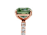 Rose gold Fancy Green Asscher Cut Diamond Solitaire Ring with Pave Band and Four Prong Setting_22
