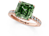 Rose gold Fancy Green Asscher Cut Diamond Solitaire Ring with Round  Pavé Band and Four-Prong Setting_37