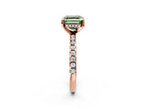 Rose gold Fancy Green Asscher Cut Diamond Solitaire Ring with Round  Pavé Band and Four-Prong Setting_38