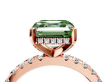 Rose gold Fancy Green Asscher Cut Diamond Solitaire Ring with Round  Pavé Band and Four-Prong Setting_40