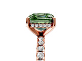 Rose gold Fancy Green Asscher Cut Diamond Solitaire Ring with Round  Pavé Band and Four-Prong Setting_41
