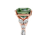 Rose gold Fancy Green Asscher Cut Diamond Solitaire Ring with Side Stones and Four-Prong Setting_22