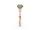 Rose gold Fancy Green Asscher  Cut Diamond Solitaire Ring with Tapered Baguette Accents and Four-Prong Setting_20