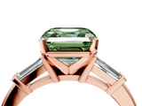 Rose gold Fancy Green Asscher  Cut Diamond Solitaire Ring with Tapered Baguette Accents and Four-Prong Setting_22