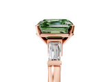 Rose gold Fancy Green Asscher  Cut Diamond Solitaire Ring with Tapered Baguette Accents and Four-Prong Setting_23