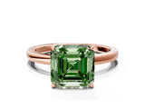 Rose gold Fancy Green Asscher Cut Diamond Solitaire Ring with Thin Band and Prong Setting_12