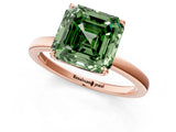Rose gold Fancy Green Asscher Cut Diamond Solitaire Ring with Thin Band and Prong Setting_13