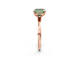 Rose gold Fancy Green Asscher Cut Diamond Solitaire Ring with Thin Band and Prong Setting_14