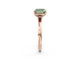 Rose gold Fancy Green Asscher Cut Diamond Solitaire Ring with Thin Band and Prong Setting_26