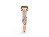 Rose gold Fancy Green Asscher Cut Diamond Solitaire Ring with Three-Row Pavé Band and Four-Prong Setting_24
