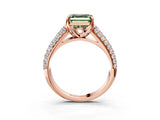Rose gold Fancy Green Asscher Cut Diamond Solitaire Ring with Three-Row Pavé Band and Four-Prong Setting_25