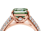 Rose gold Fancy Green Asscher Cut Diamond Solitaire Ring with Three-Row Pavé Band and Four-Prong Setting_26