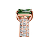 Rose gold Fancy Green Asscher Cut Diamond Solitaire Ring with Three-Row Pavé Band and Four-Prong Setting_27