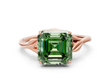 Rose gold Fancy Green Asscher Cut Diamond Solitaire Ring with Twist Band and Four-Prong Setting_29