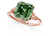Rose gold Fancy Green Asscher Cut Diamond Solitaire Ring with Twist Band and Four-Prong Setting_30
