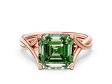 Rose gold Fancy Green Asscher Cut Diamond Solitaire Twist Band Prong Setting Ring_43