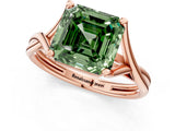 Rose gold Fancy Green Asscher Cut Diamond Solitaire Twist Band Prong Setting Ring_44