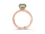 Rose gold Fancy Green Asscher  Cut Diamond Solitaire with Pave Band and Four-Prong Setting 4