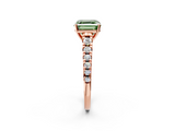 Rose gold Fancy Green Asscher  Cut Diamond Solitaire with Pave Band and Four-Prong Setting_2