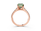 Rose gold Fancy Green Asscher  Cut Diamond Solitaire with Pave Band and Four-Prong Setting_3
