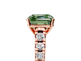 Rose gold Fancy Green Asscher  Cut Diamond Solitaire with Pave Band and Four-Prong Setting_5