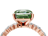 Rose gold Fancy Green Asscher Cut Diamond Solitaire with Side Stones, Pave Band, Four-Prong Setting_51