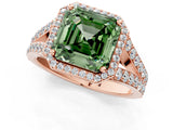 Rose gold Fancy Green Asscher Cut Diamond Split Shank Halo Ring with Four-Prong Setting_36