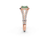 Rose gold Fancy Green Asscher Cut Diamond Split Shank Halo Ring with Four-Prong Setting_37