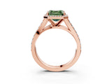 Rose gold Fancy Green Asscher Cut Diamond Split Shank Halo Ring with Four-Prong Setting_38
