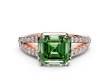 Rose gold Fancy Green Asscher Cut Diamond Split Shank Pavé Engagement Ring with Four-Prong Setting_12