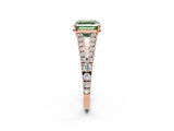 Rose gold Fancy Green Asscher Cut Diamond Split Shank Pavé Engagement Ring with Four-Prong Setting_14