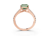 Rose gold Fancy Green Asscher Cut Diamond Split Shank Pavé Engagement Ring with Four-Prong Setting_15