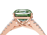 Rose gold Fancy Green Asscher Cut Diamond Split Shank Pavé Engagement Ring with Four-Prong Setting_16