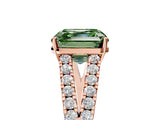 Rose gold Fancy Green Asscher Cut Diamond Split Shank Pavé Engagement Ring with Four-Prong Setting_17