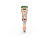 Rose gold Fancy Green Asscher Cut Diamond Split Shank Ring with Pavé Band and Four-Prong Setting_37