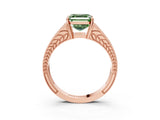 Rose gold Fancy Green Asscher Cut Diamond Split Shank Ring with Pavé Band and Four-Prong Setting_38
