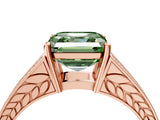 Rose gold Fancy Green Asscher Cut Diamond Split Shank Ring with Pavé Band and Four-Prong Setting_39