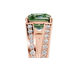 Rose gold Fancy Green Asscher Cut Diamond Split Shank Ring with Pavé Band and Four-Prong Setting_40
